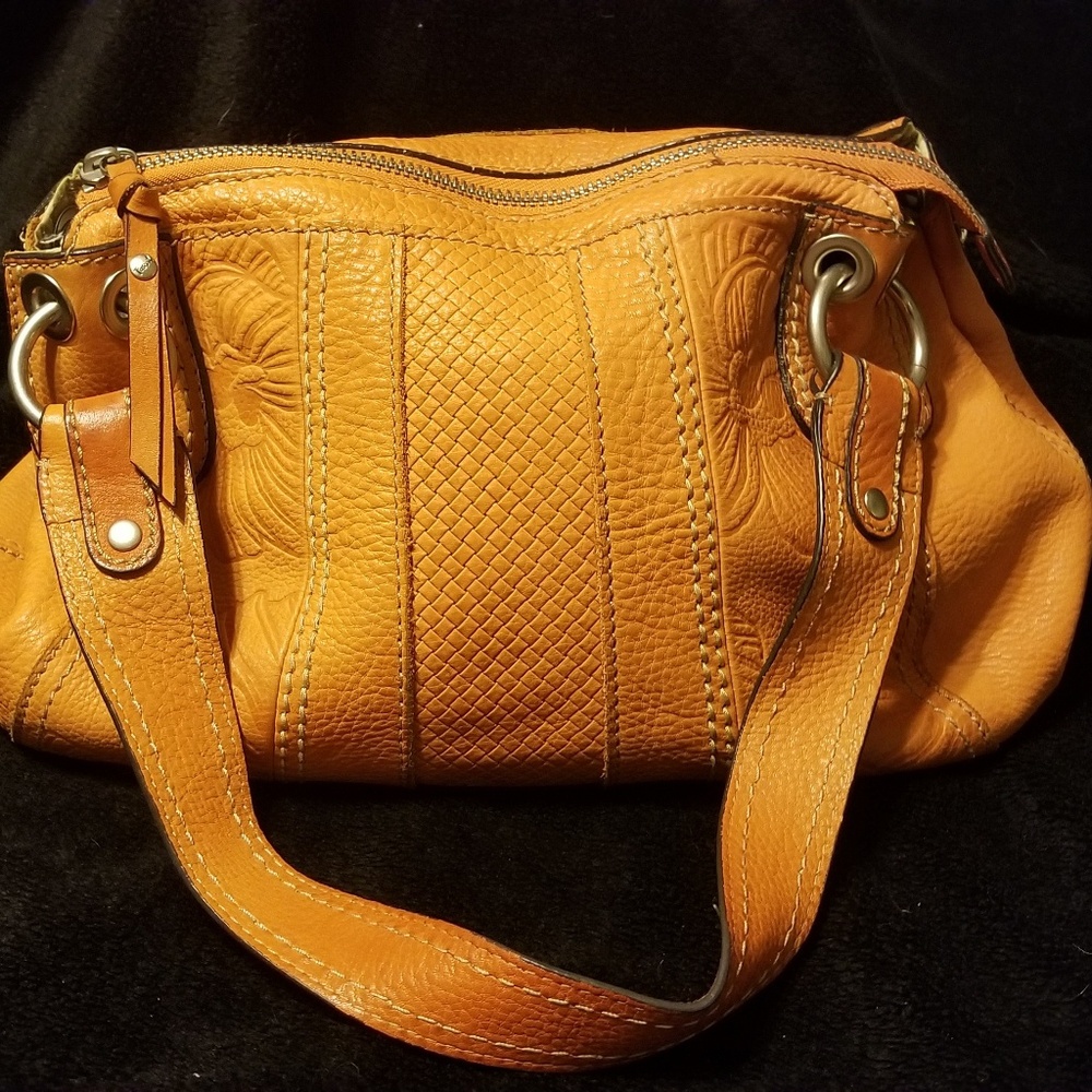 FOSSIL Brown Leather Hobo Tote Shoulder Bag
